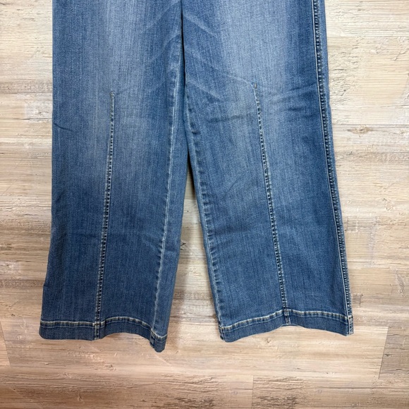 SPANX Seamed-Front Wide Leg Jeans - Blue Pull-On Shaping Denim - Size M - Picture 11 of 13
